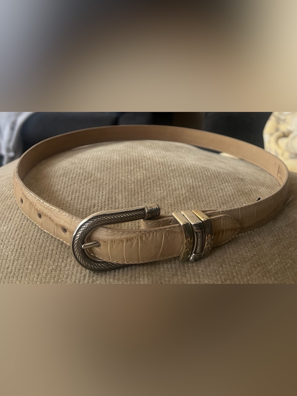 Brighton Classics C3718 Ivory Reptile Textured Women’s Belt Sz 26 Small
